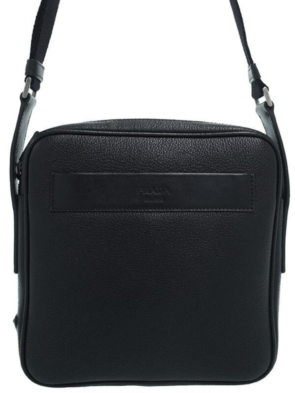 Prada embossed logo bag messenger leather Black - Picture 2 of 9